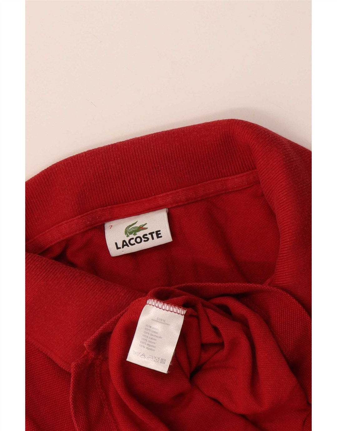 Lacoste Polo Homme Taille 7 2XL Coton Rouge