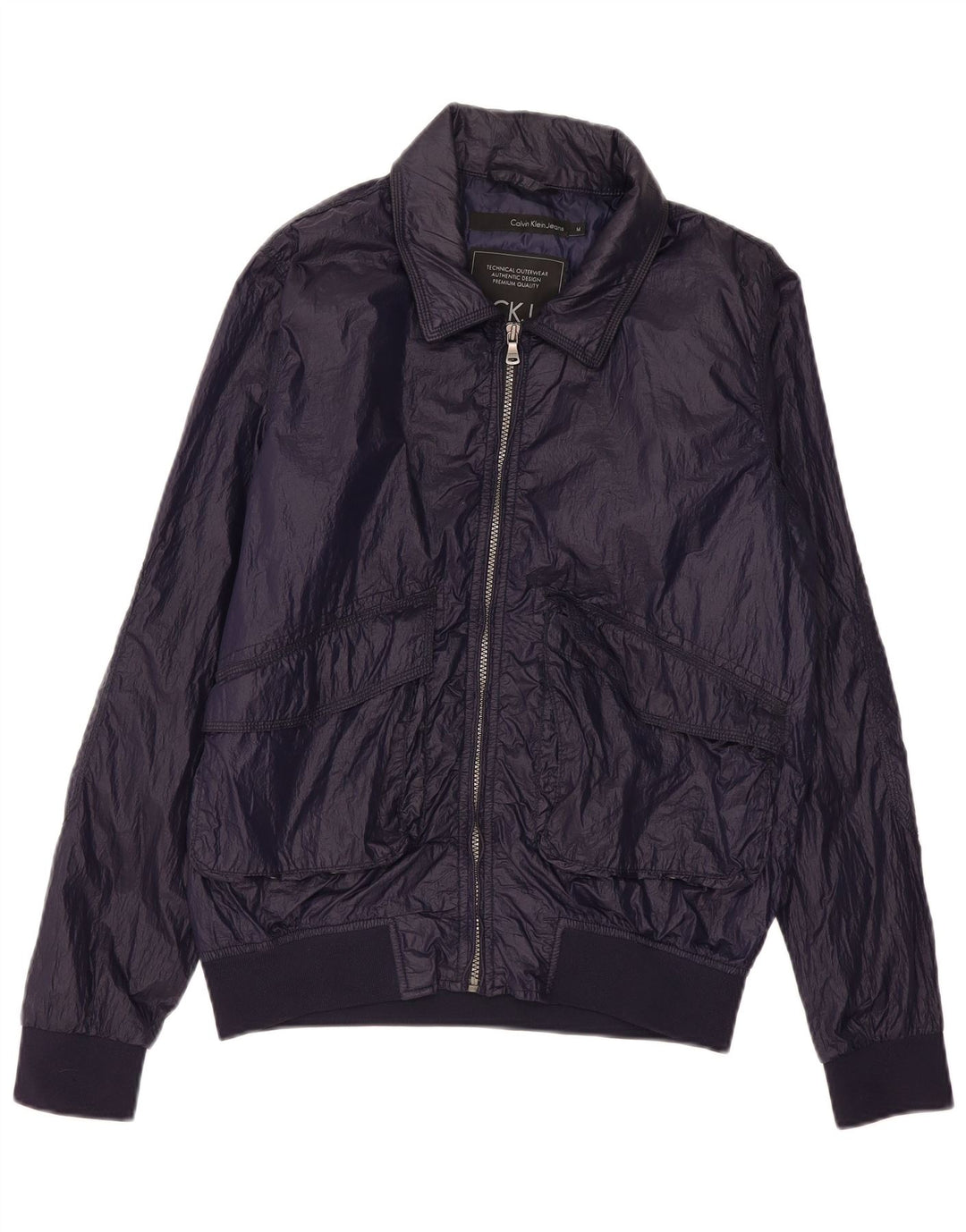 CALVIN KLEIN JEANS Veste Bomber Homme UK 38 Medium Bleu Marine Nylon