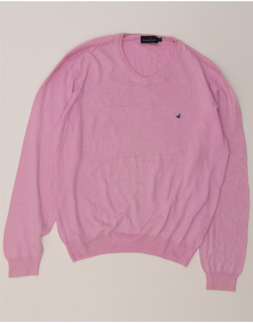 Brooksfield Pull Col V Homme IT 48 Coton Rose Moyen