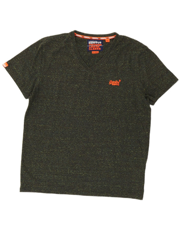 Superdry T-Shirt Homme Top 2XL Kaki Moucheté Coton