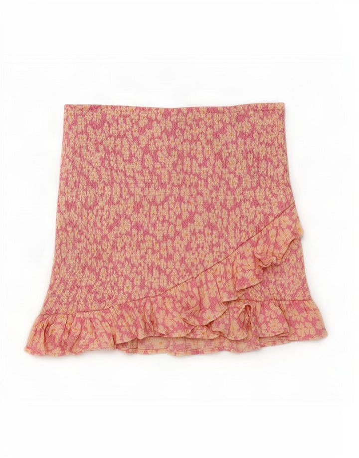 Zara Femme Mini Jupe À Volants Petit W26 Rose Floral