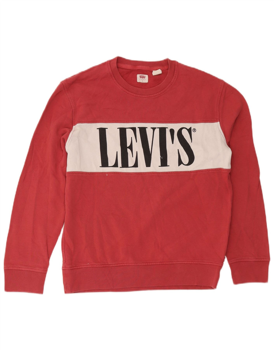 Levi's Graphic Sweatshirt Jumper Small Homme Rose Colorblock Coton