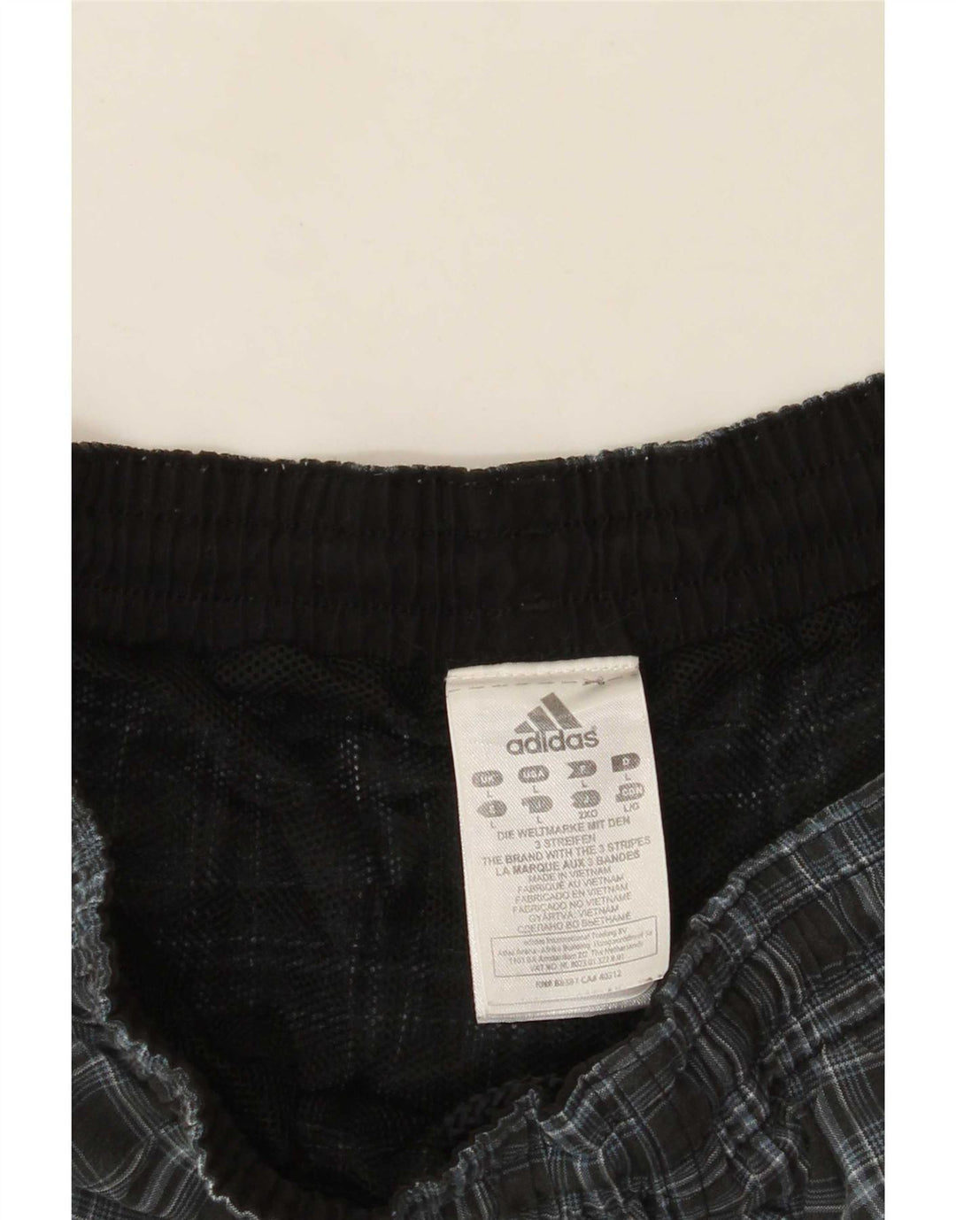 Adidas Short de bain pour homme en polyester à carreaux gris