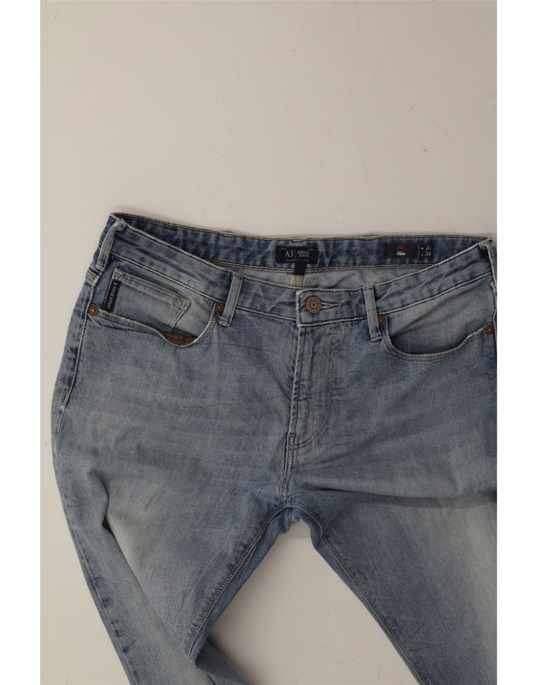 ARMANI Womens Slim Jeans W31 L34 Blue Cotton Vintage Armani and Second-Hand Armani from Messina Hembry 