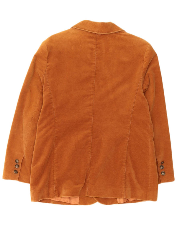 VINTAGE Femme Double Breasted Blazer Veste UK 16 Grand Coton Marron