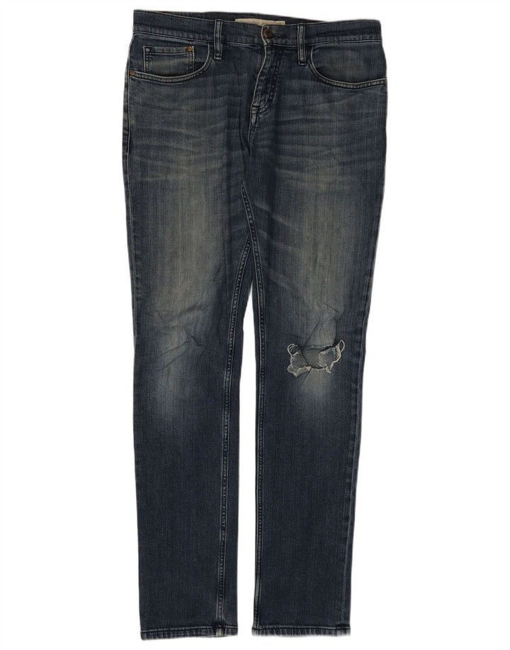 CALVIN KLEIN Jean Slim Déchiré Homme W32 L34 Bleu Coton