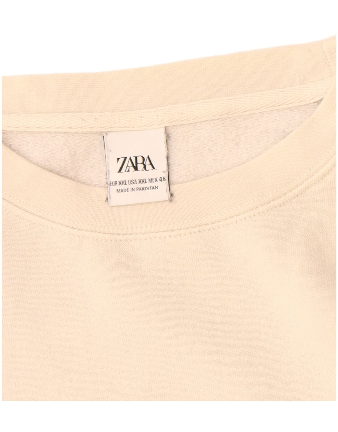 Zara Sweat-shirt pour femme UK 20 2XL Blanc cassé en coton