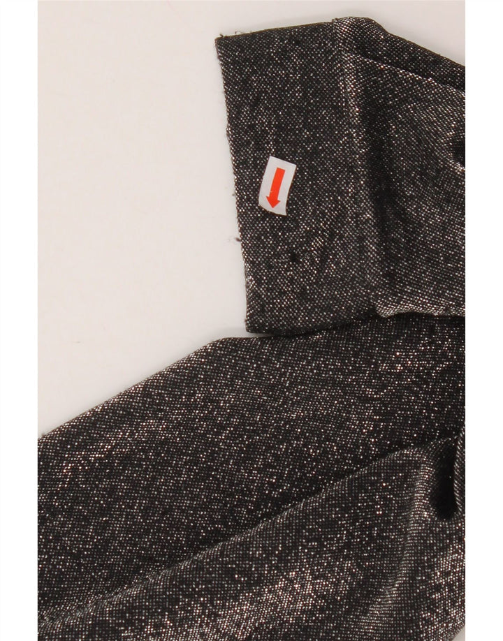 VINTAGE Chemisier surdimensionné femme UK 16 Grand polyester moucheté noir