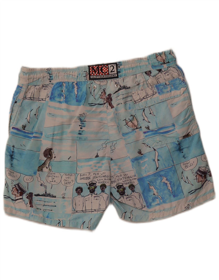 MC2 SAINT BARTH Short de Bain à Motif Abstrait Homme Large Bleu Nylon