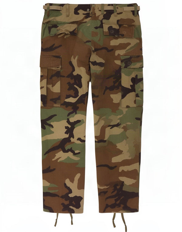 Pantalon Cargo Droit Homme Vintage W38 L30 Kaki Camouflage Coton