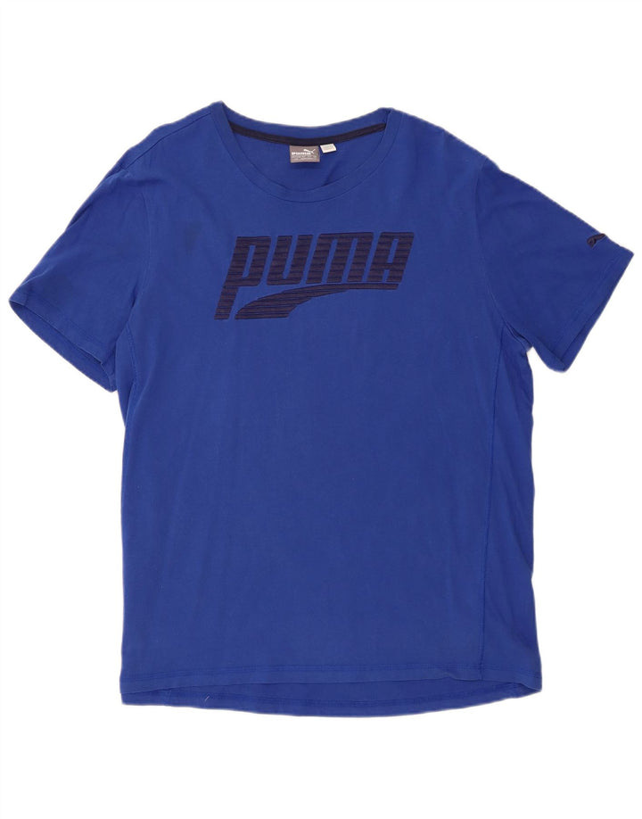 Puma T-shirt graphique pour homme, grand, bleu, coton