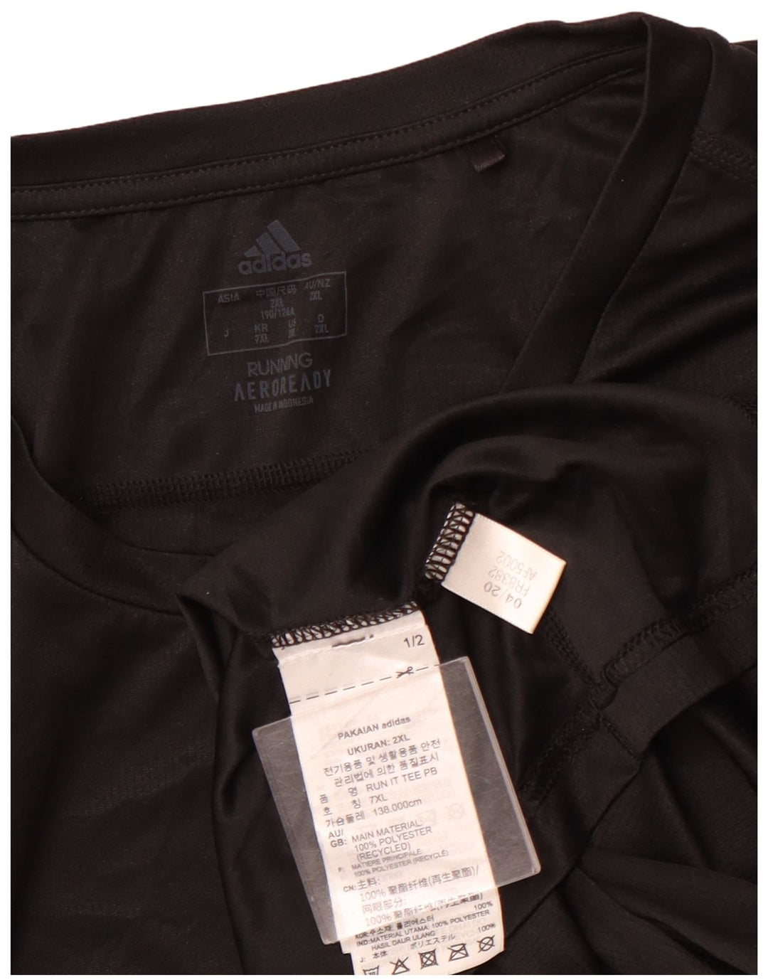 ADIDAS T-Shirt de course pour hommes, haut 2XL, noir, Polyester, sport