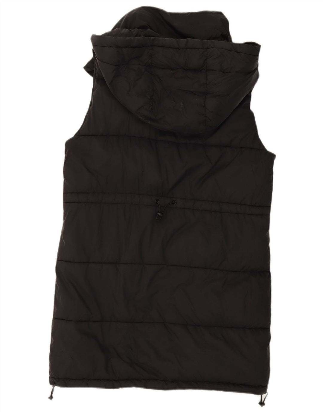 Zara Gilet rembourré surdimensionné à capuche pour femme UK 10 Small Noir Polyester