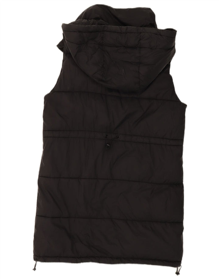 Zara Gilet rembourré surdimensionné à capuche pour femme UK 10 Small Noir Polyester