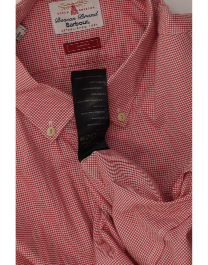 Barbour Chemise Slim Fit Homme Grand Coton Vichy Rouge