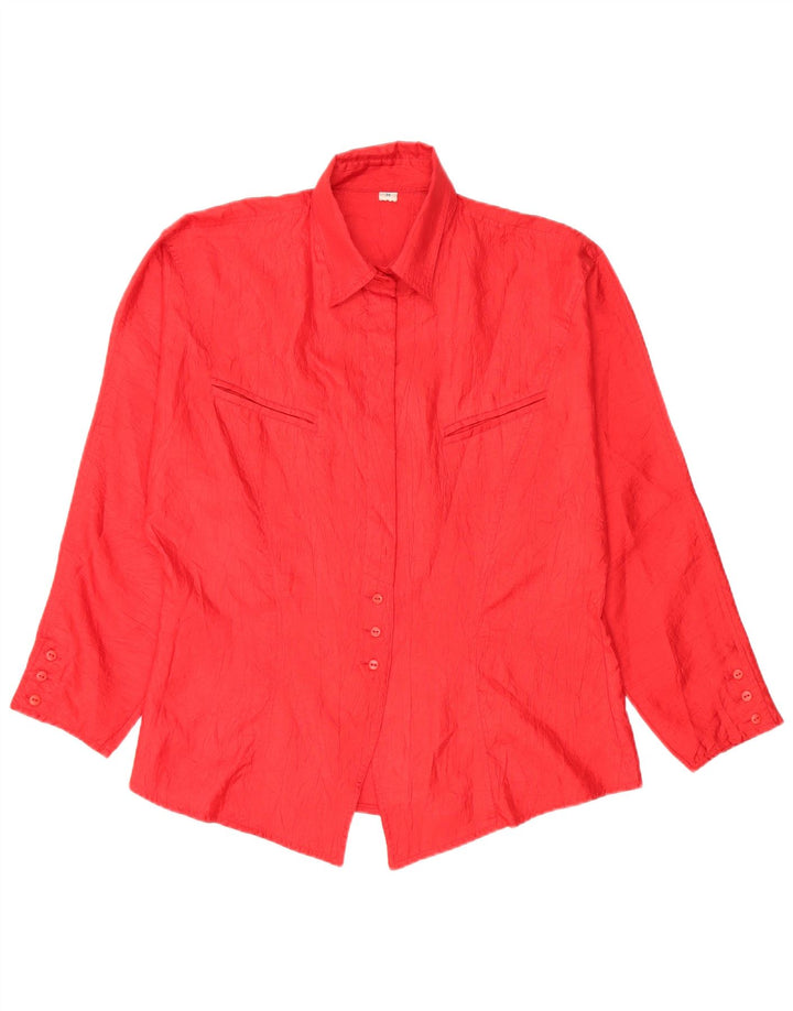 VINTAGE Chemisier Chemise Femme EU 38 Polyester Rouge Moyen