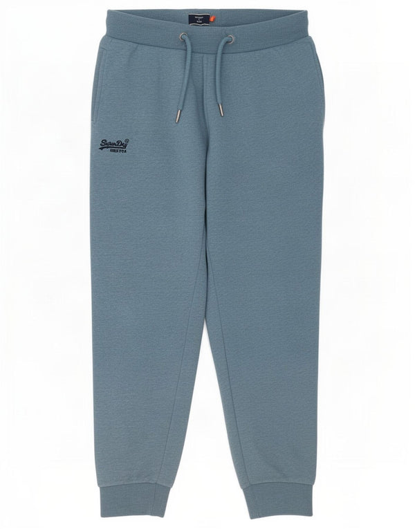 Superdry Pantalon de survêtement pour femme Joggers UK 16 Large W32 L28 Bleu Coton