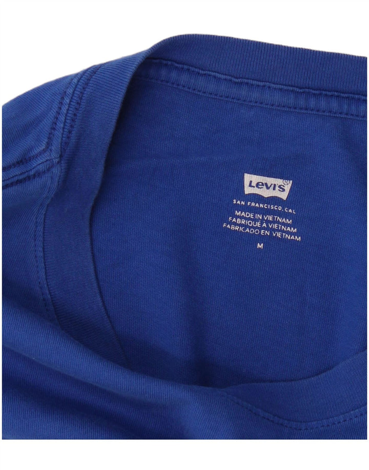 Levi's T-Shirt Graphique Femme UK 14 Bleu Moyen Colourblock