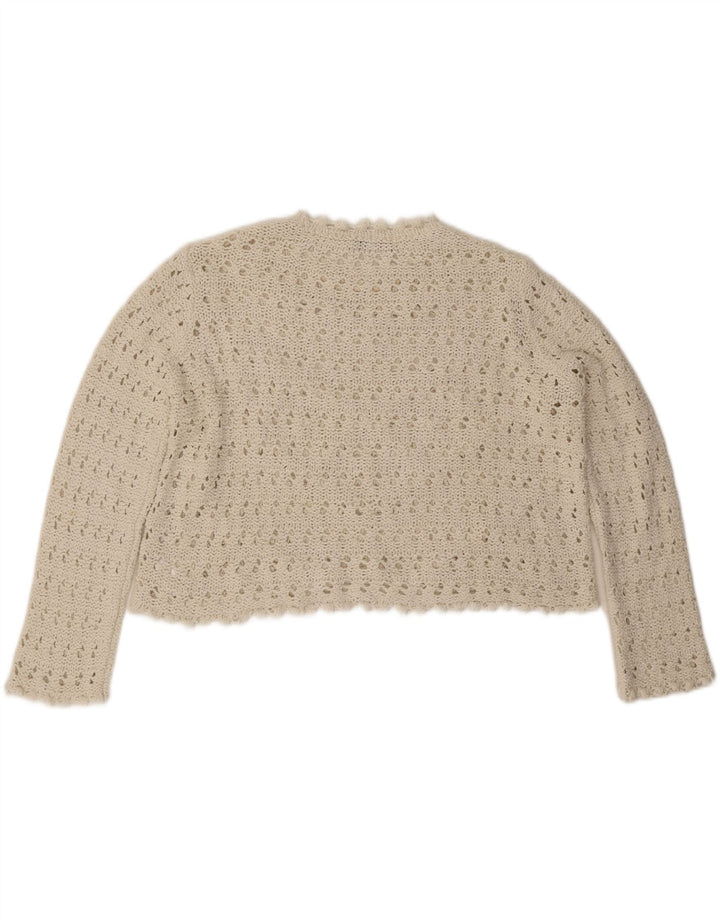 Zara Pull court surdimensionné à col rond pour femme UK 10 Petit Blanc