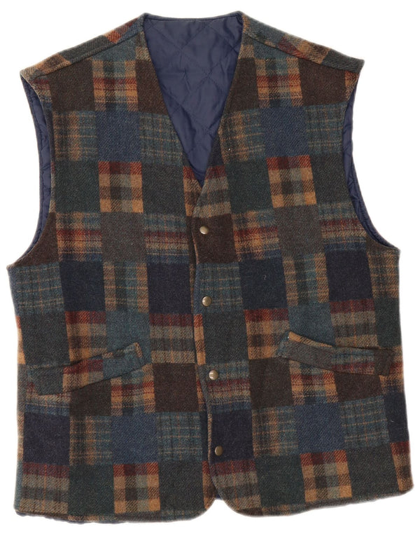 gilet homme vintage IT 48 laine à carreaux multicolore moyen