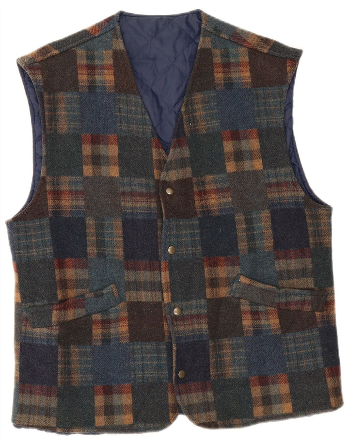 gilet homme vintage IT 48 laine à carreaux multicolore moyen