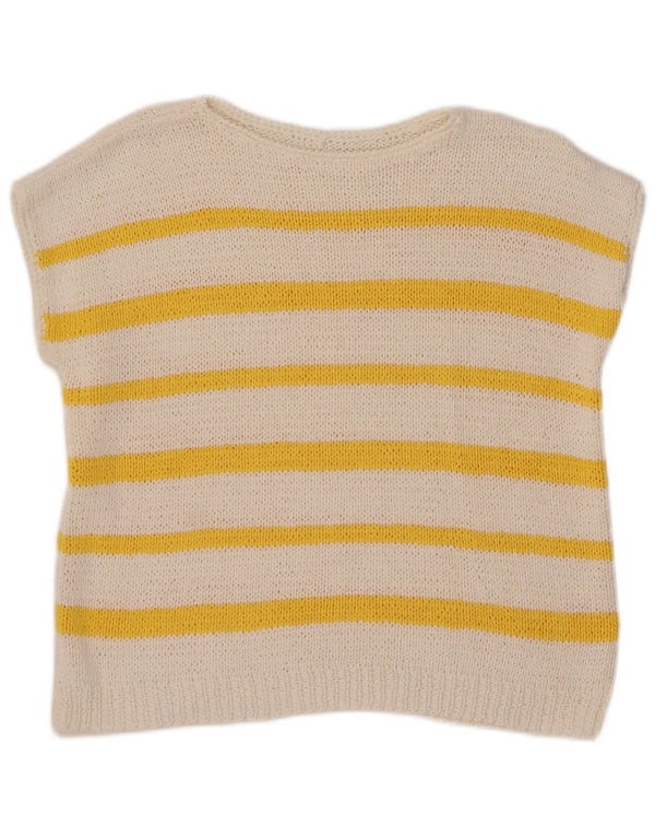 vintage Womens Boat Neck Jumper Sweater UK 16 Grand Blanc Rayé