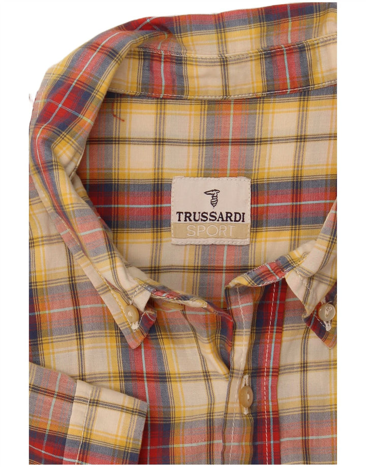 Trussardi Chemise à Manches Courtes Carreaux Multicolores Moyens Homme
