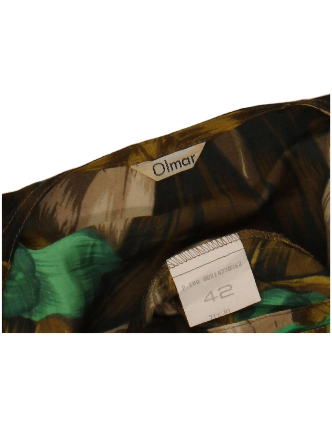 VINTAGE Chemisier à manches courtes pour femme IT 42 Kaki moyen floral