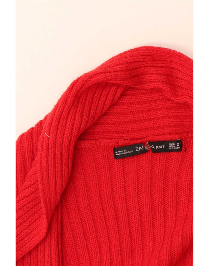 Zara Femme Cardigan Pull UK 12 Acrylique Rouge Moyen