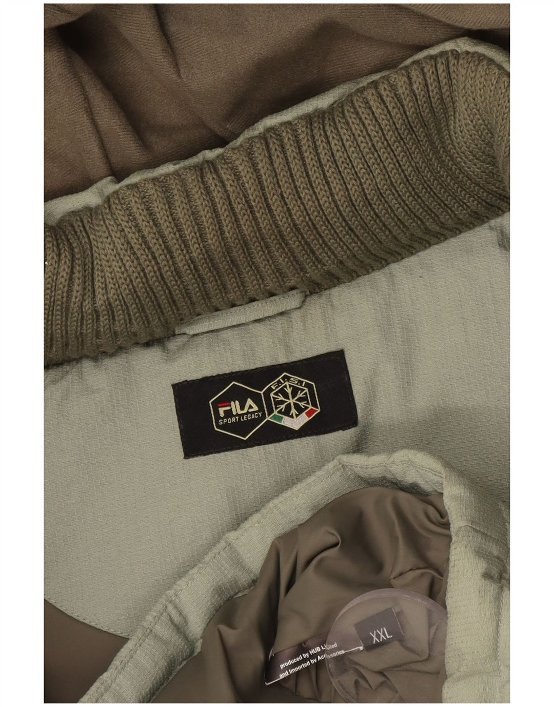 Fila Veste matelassée à capuche pour homme UK 44 2XL Vert Colourblock