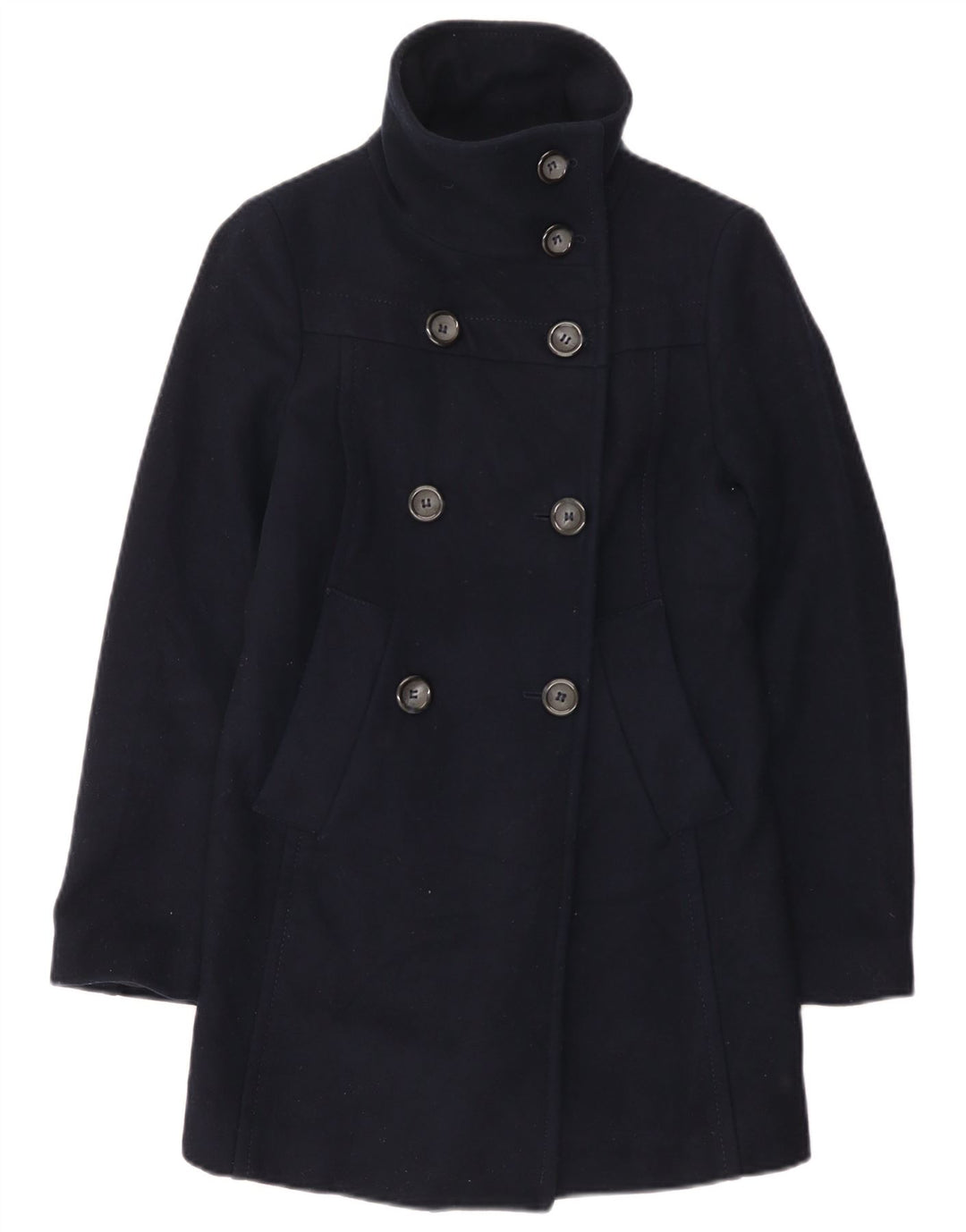 Benetton Manteau Croisé Fille 9-10 Ans Bleu Marine