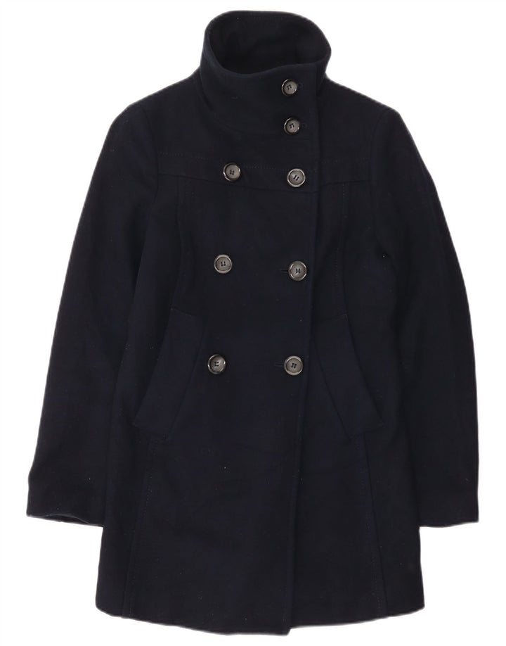 Benetton Manteau Croisé Fille 9-10 Ans Bleu Marine