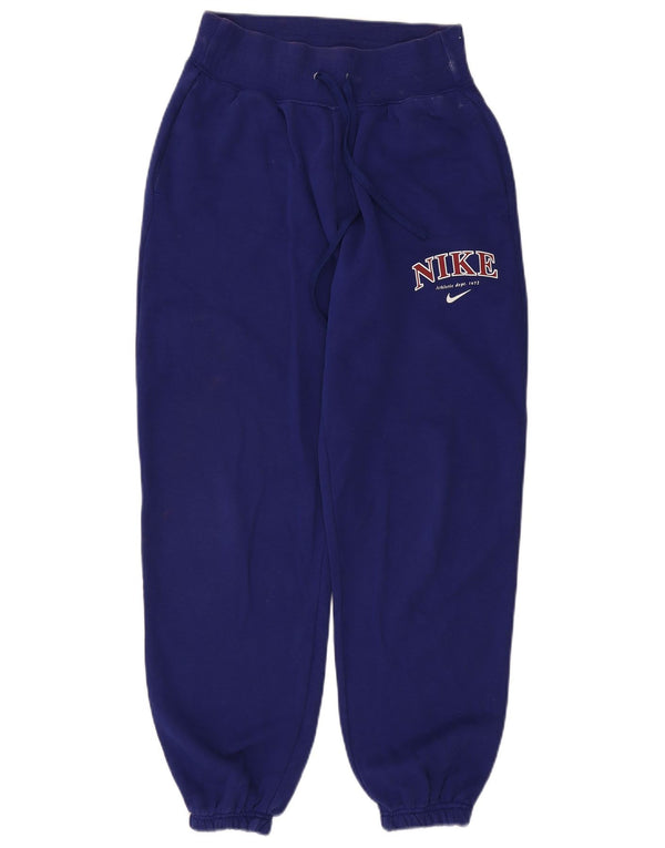 Nike Pantalon de survêtement graphique pour femme en coton bleu marine UK 6 XS