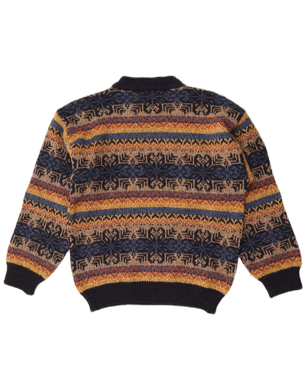 vintage Mens Turtle Neck Jumper Sweater IT 50 Moyen Multicolore