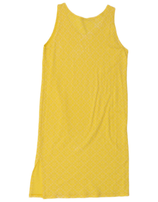 Marella Robe t-shirt sans manches pour femme UK 44 en coton cachemire jaune moyen