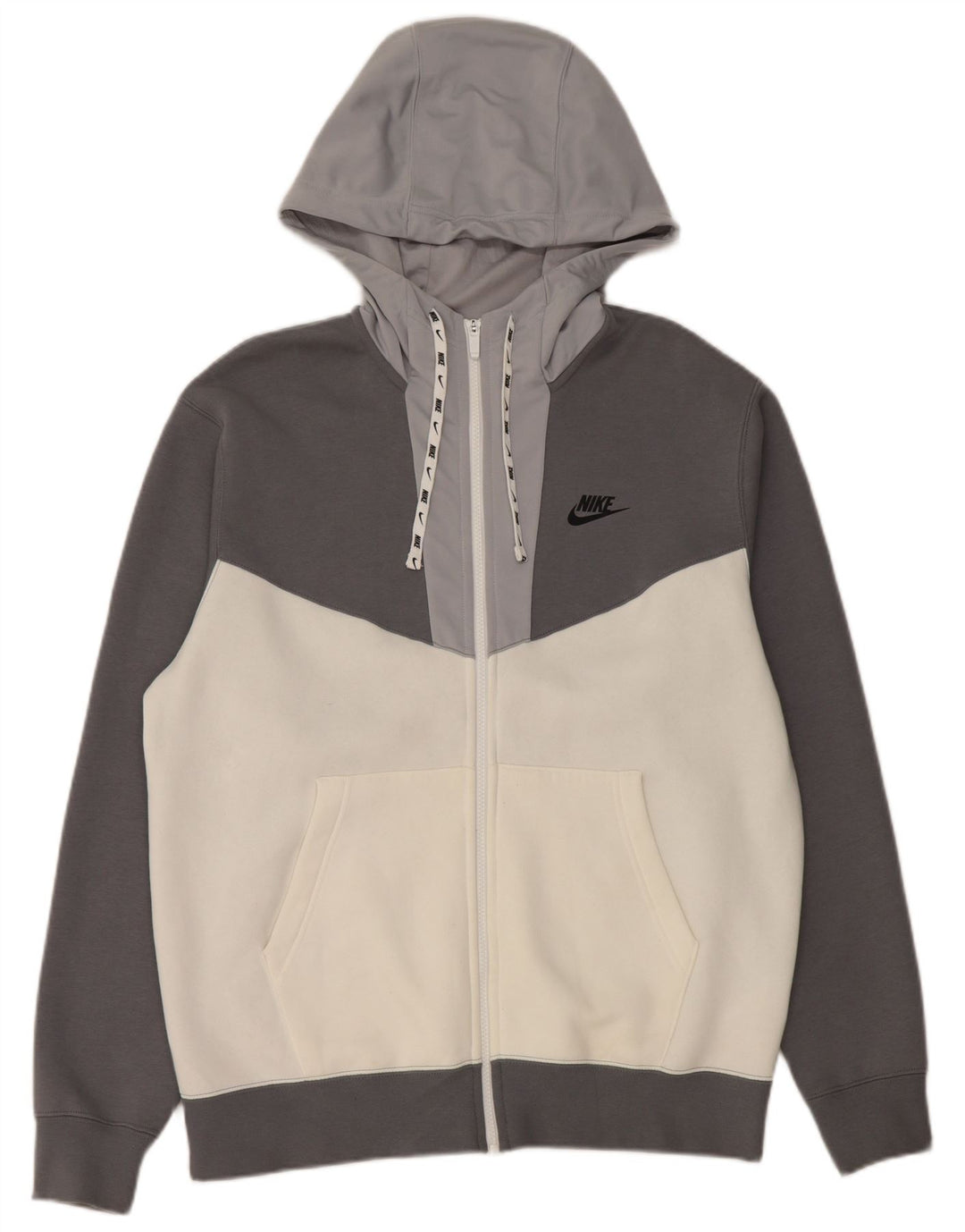 Nike Sweat à capuche zippé graphique en coton color block gris moyen pour homme