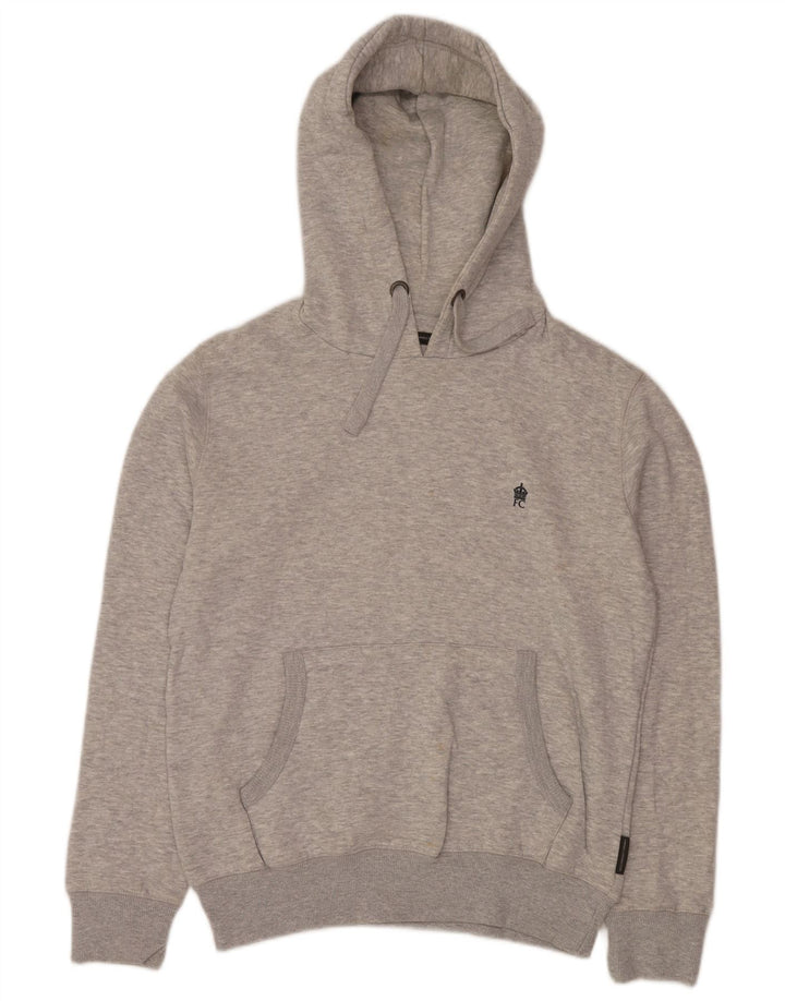 French Connection Pull à capuche homme petit gris coton moucheté