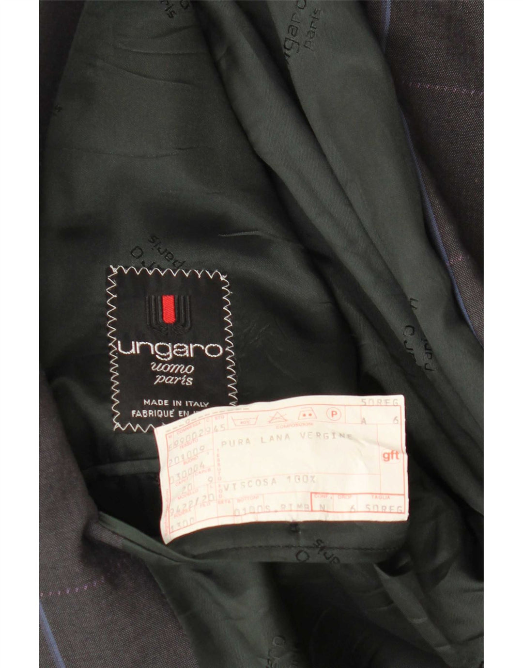 Ungaro Veste Blazer Croisée Homme IT 50 Grandes Rayures Grises