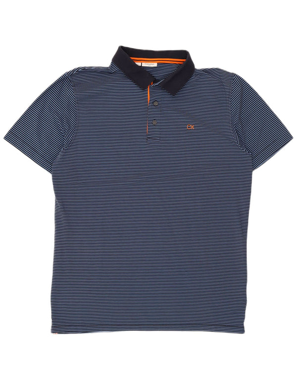 Calvin Klein Polo pour homme en coton à fines rayures bleu marine