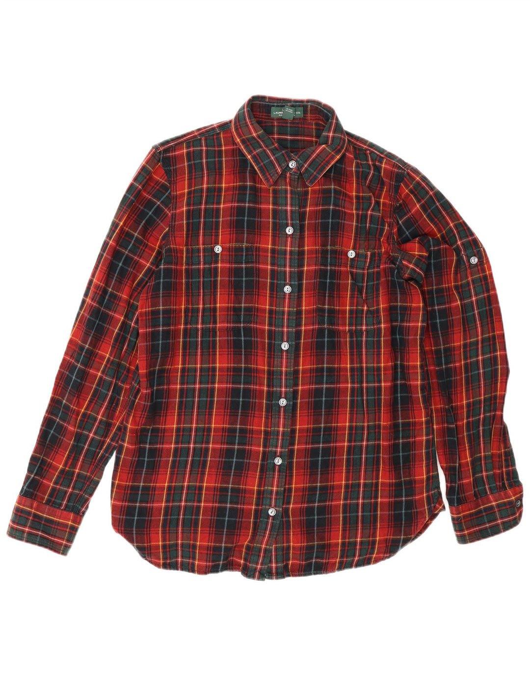 Ralph Lauren Chemise en flanelle pour femme UK 14 Coton à carreaux rouge moyen