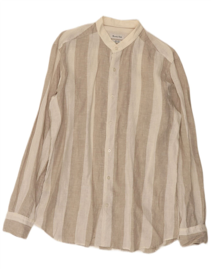 Massimo Dutti Chemise Homme Lin Rayé Beige Moyen