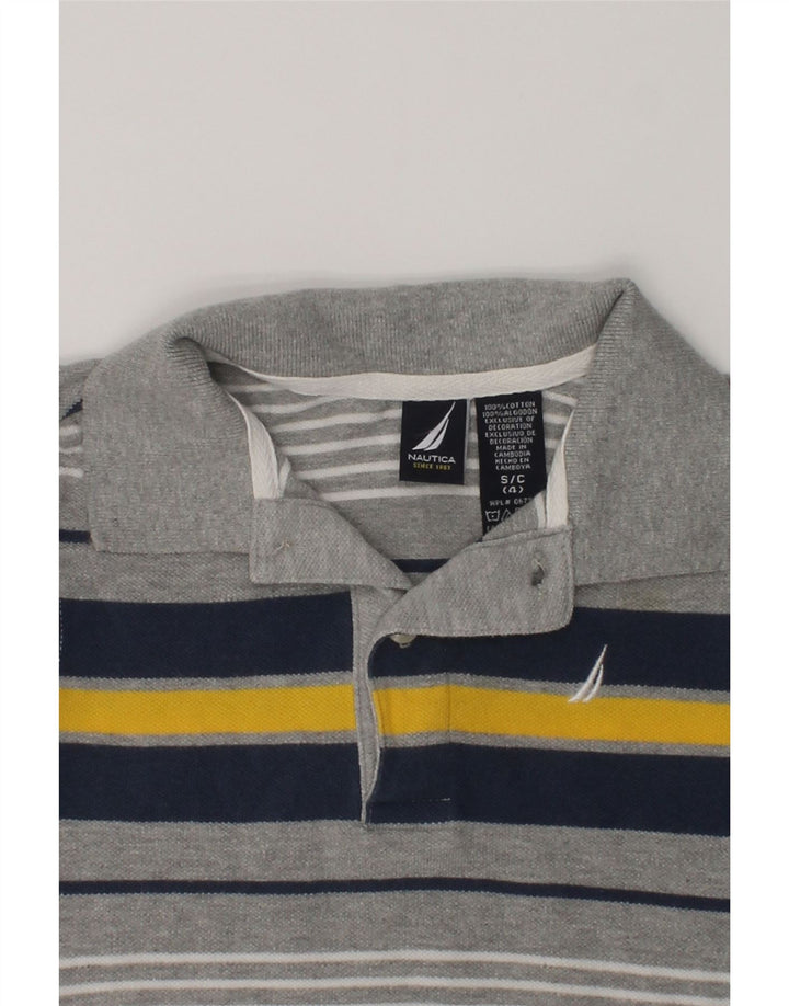 NAUTICA Boys Polo Shirt 3-4 Years Small  Grey Striped Cotton | Vintage Nautica | Thrift | Second-Hand Nautica | Used Clothing | Messina Hembry 