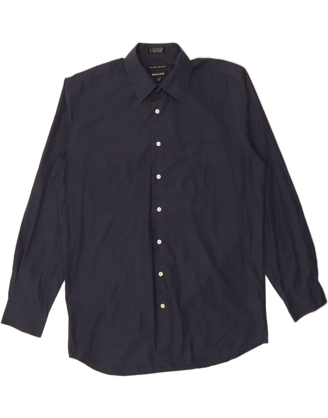 PIERRE CARDIN Mens Shirt Size 16  1/2 Large Navy Blue Polyester Vintage Pierre Cardin and Second-Hand Pierre Cardin from Messina Hembry 