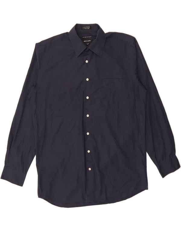 PIERRE CARDIN Mens Shirt Size 16  1/2 Large Navy Blue Polyester