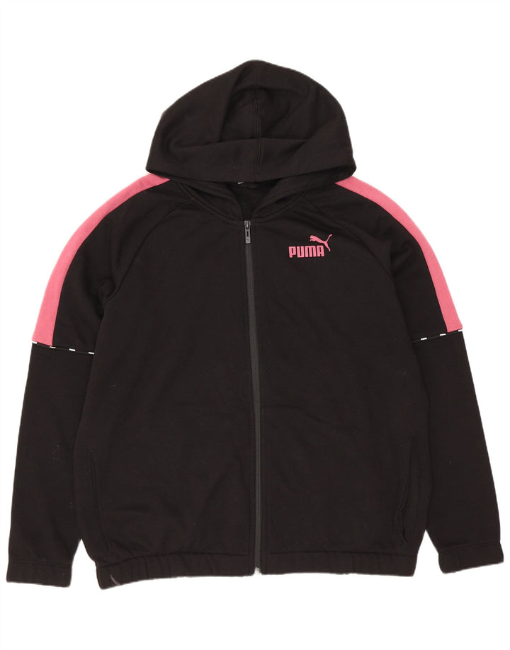 Puma Pull à capuche zippé pour femme UK 14 Coton color block noir moyen
