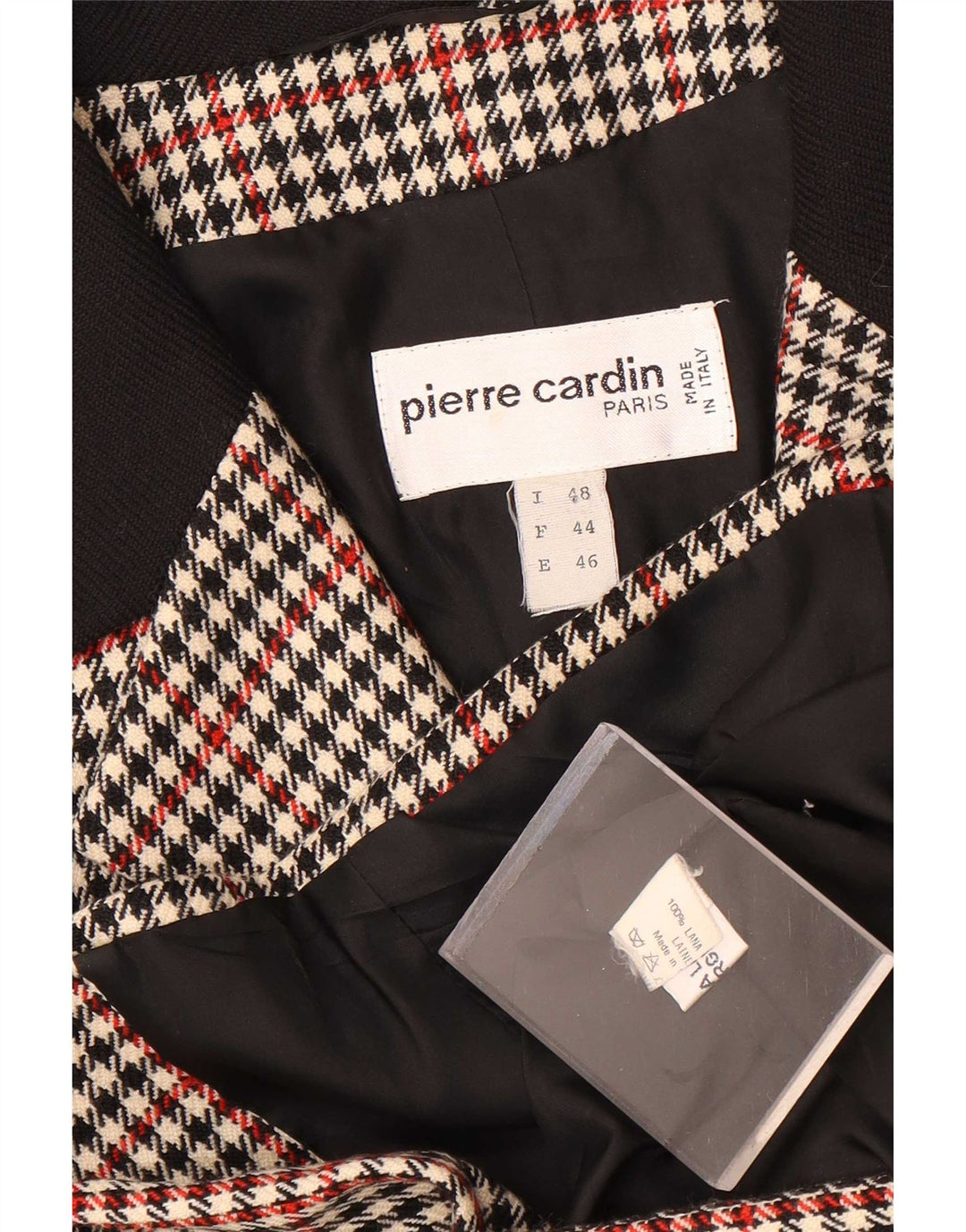 Pierre Cardin Veste Blazer 3 Boutons Femme IT 48 XL Laine à Carreaux Marron
