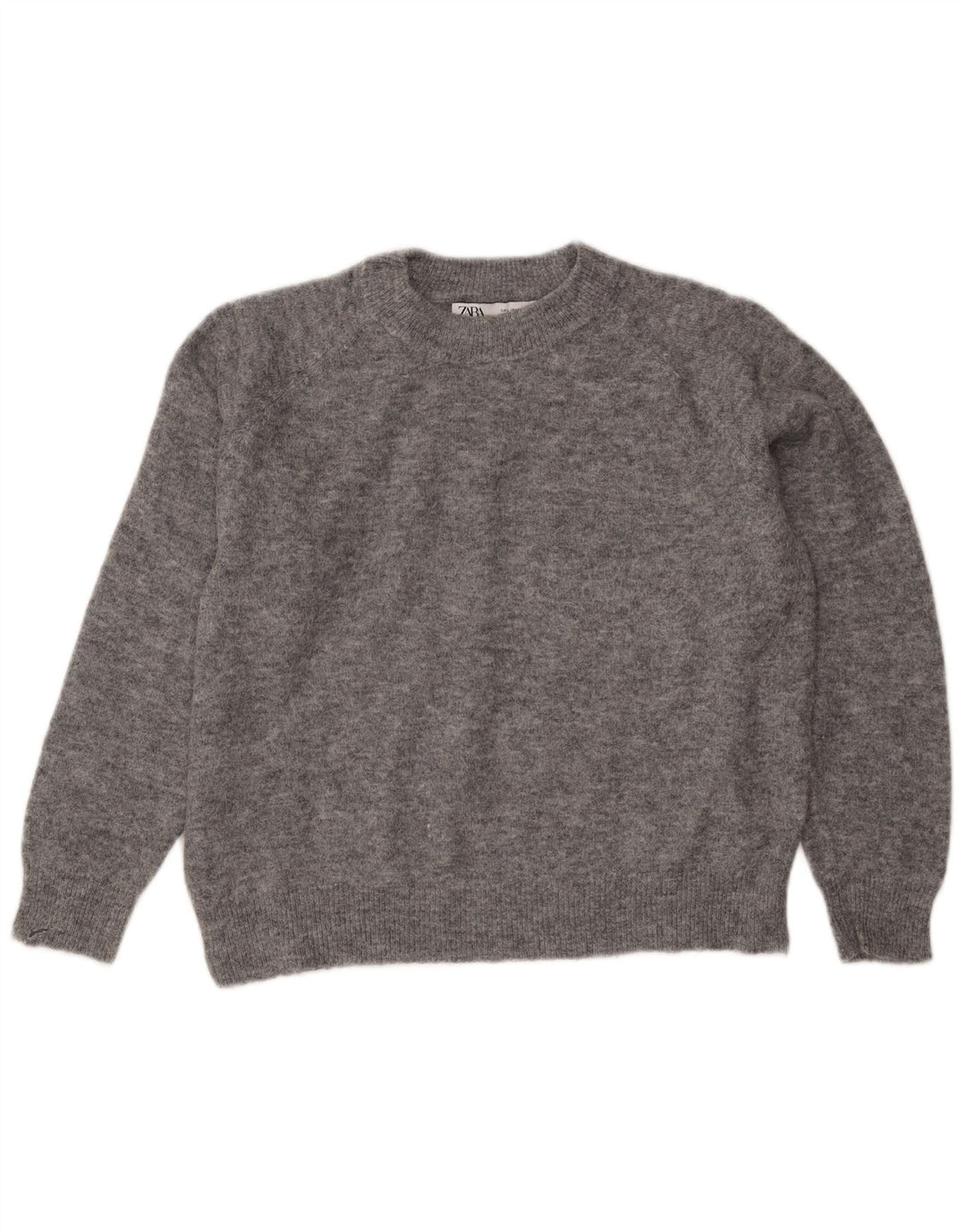 ZARA Pull à col rond pour femme UK 16 Large Nylon gris
