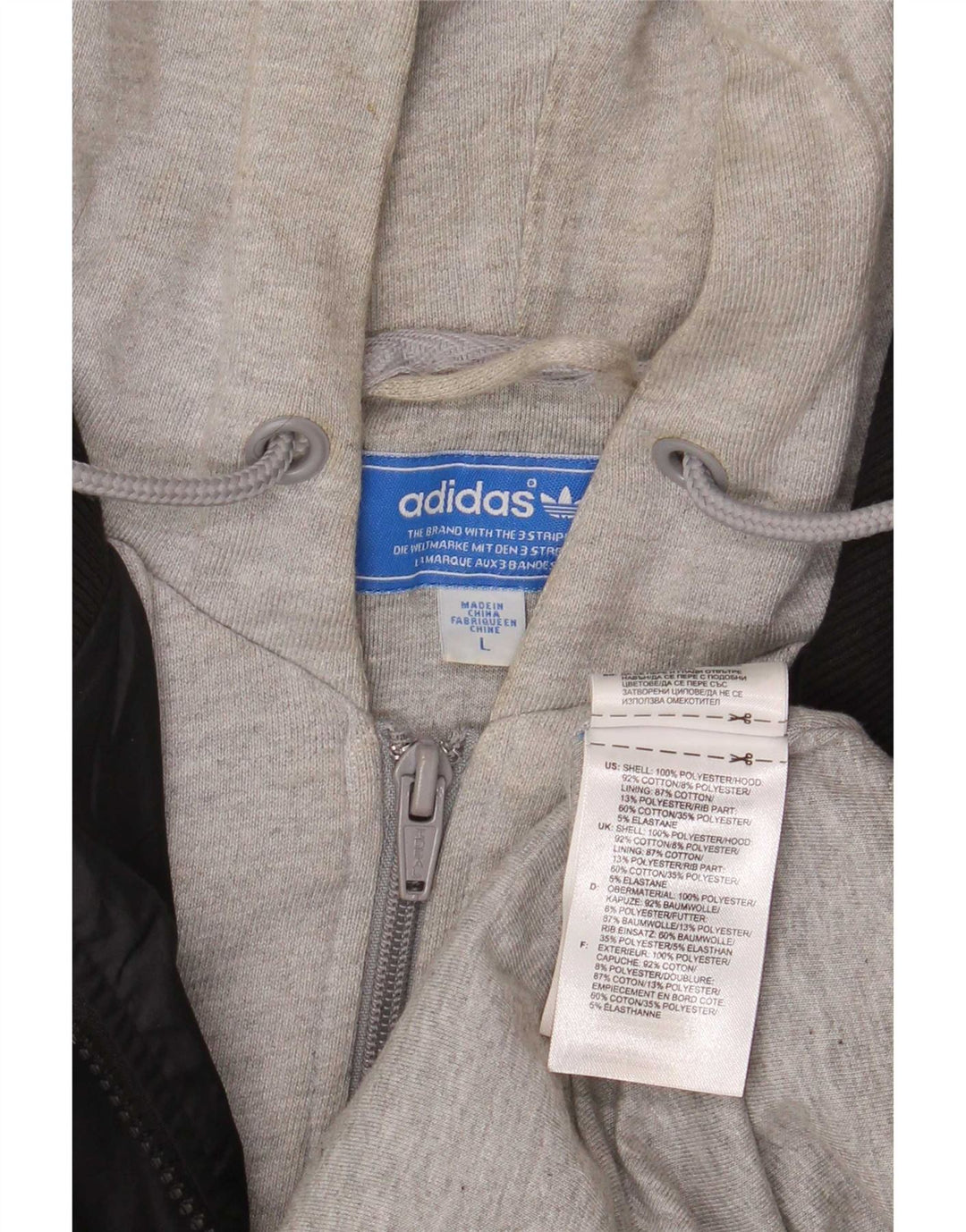 Adidas Veste bomber à capuche pour homme UK 40 Large Noir Colorblock Polyester
