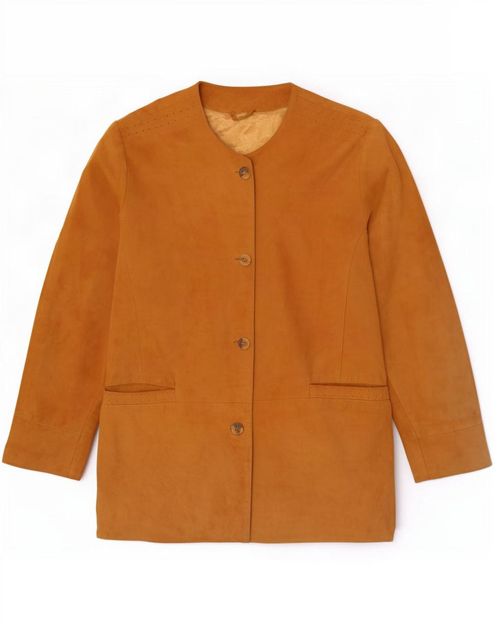 Canda Veste blazer en daim à 4 boutons pour femme UK 14 Grand cuir beige