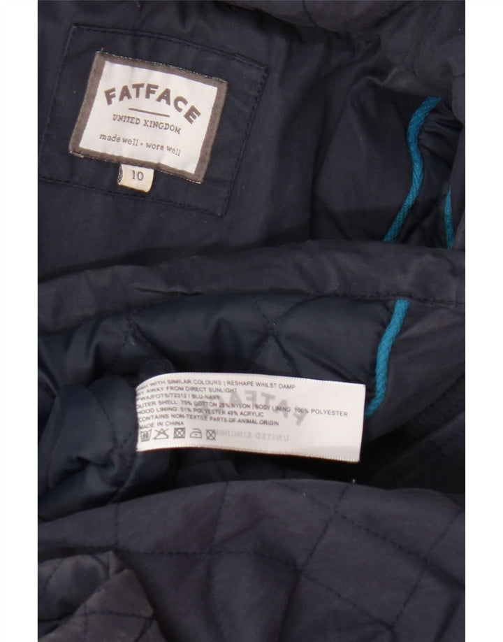 Fat Face Veste matelassée à capuche pour femme UK 10 Petit Bleu Marine Coton